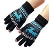 Women's Winter Touchscreen Gloves - Fleece-Lined Wool, Cartoon Deer Design, Warm Cycling Accessory