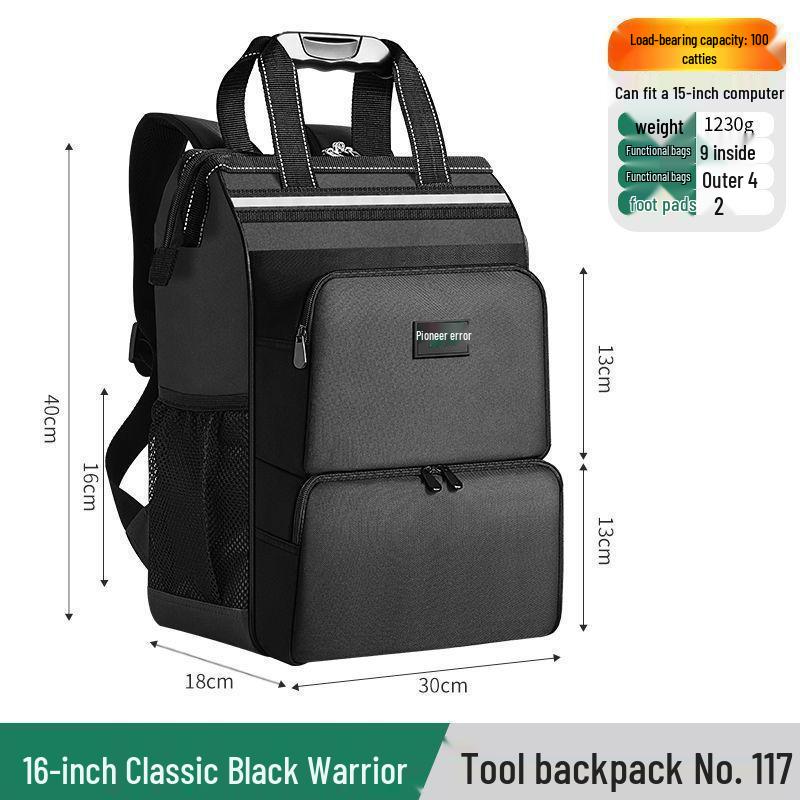 Heavy-Duty Double Shoulder Tool Backpack: Durable, Thickened, Multi-Functional, Large Capacity for Electrician Repairs