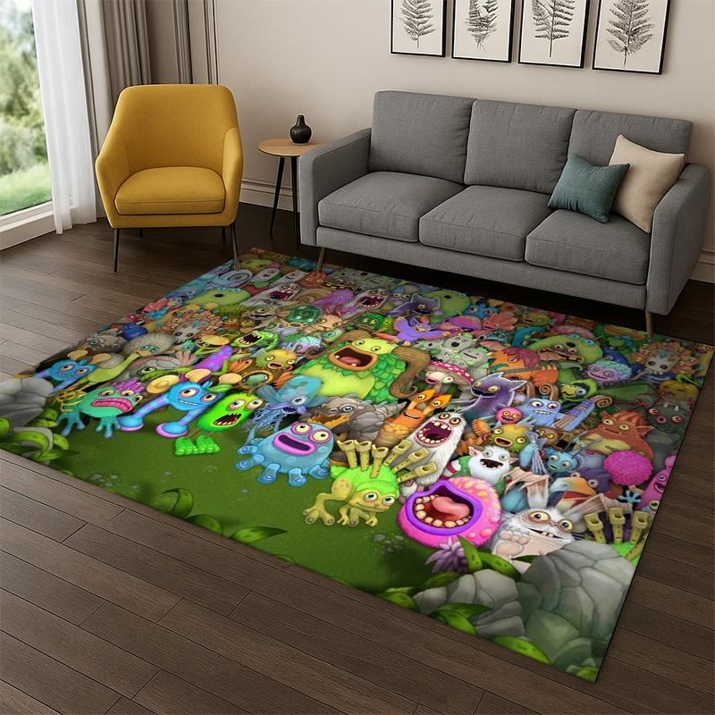 Tappeto Cartoon My Singing Monsters per Camera da Letto, Soggiorno, Divano, Sala Giochi, Zerbino, Decorazione Casa, Tappeto per Area Bambini Antiscivolo