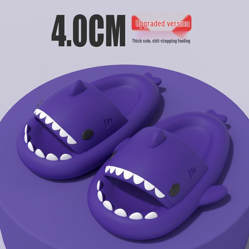 4cm Thick Sole Shark Slippers: Fun Cartoon EVA Slippers for Women, Men & Kids - Unique Stepping Sensation