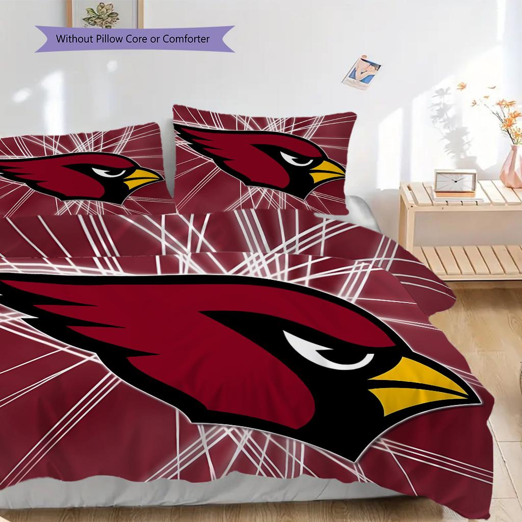 Arizona Cardinals Vzorovaná Sada Povlečení Prošívaná Přikrývka Povlak na Polštář Domácí Dekorace Narozeninový Dárek (1 * povlak na peřinu + 2 * povlak na polštář, bez jádra)