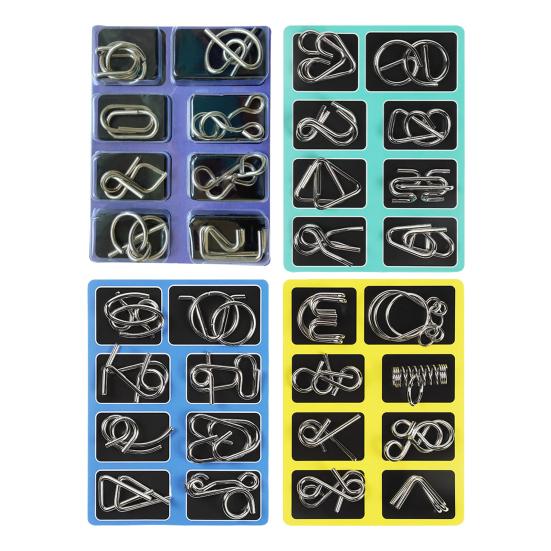 1/3 Sets Metal Puzzle Ring Brain Teaser 3D Wire Puzzle Game Kids Adults Mind Logic IQ Test Educational Unlock Interlock Toy Toddlers Boys Girls Gift