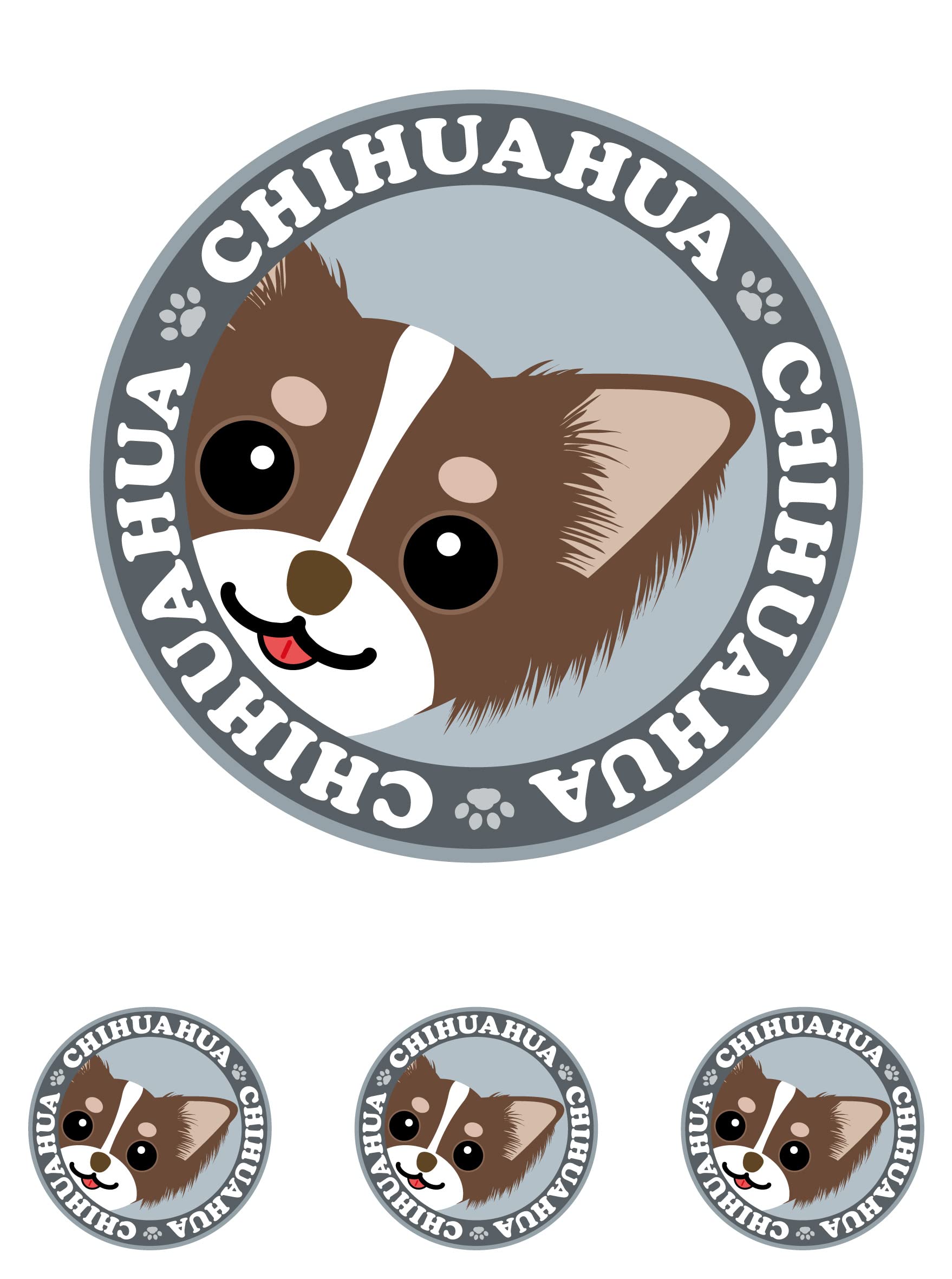 Staring Chihuahua Long Chocolate & Tan [Blaze] Dog Sticker Gray L,SS серый