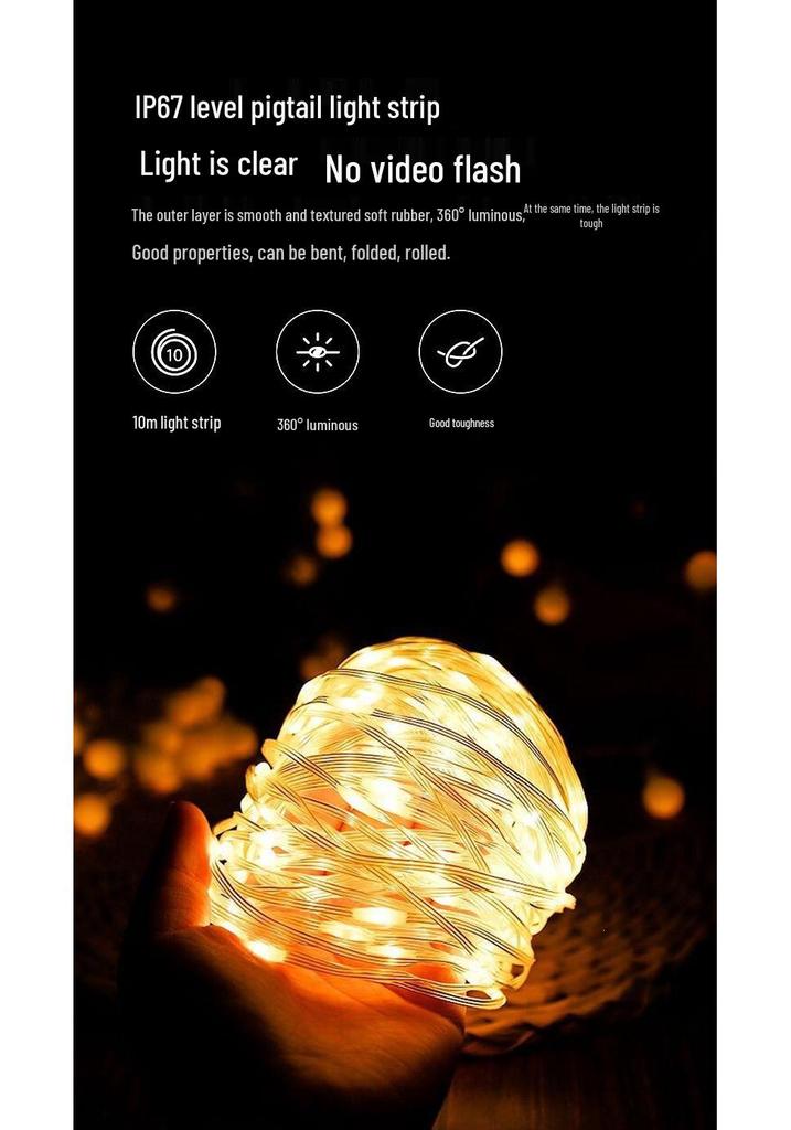 Retractable Solar String Lights for Outdoor Camping, Canopy Ambiance, Long Battery Life, Includes Measuring Tape
