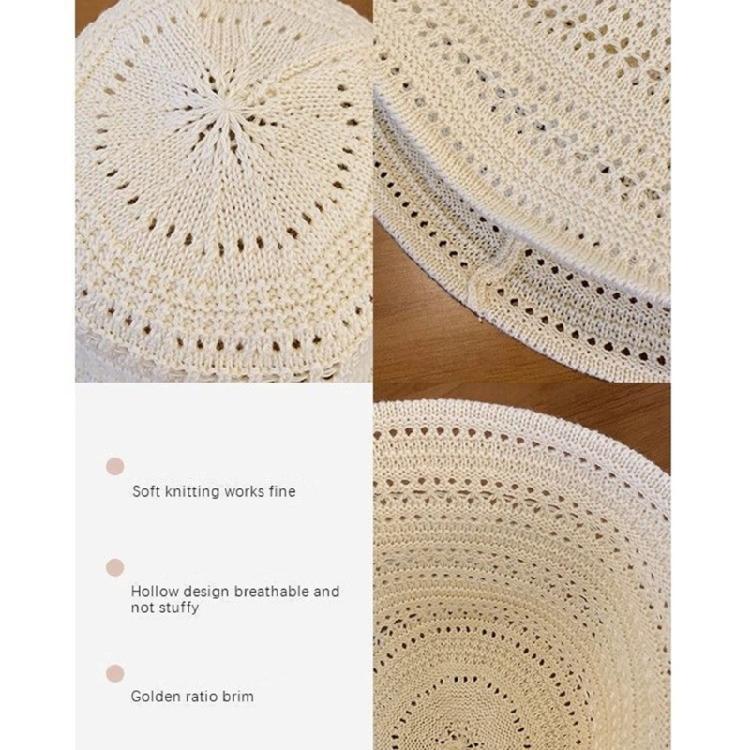 Cotton Yarn Crochet Bucket Hat Soft Breathable Unisex Cap Beach Vacation Sun Cap For Beach Travel Daily Use