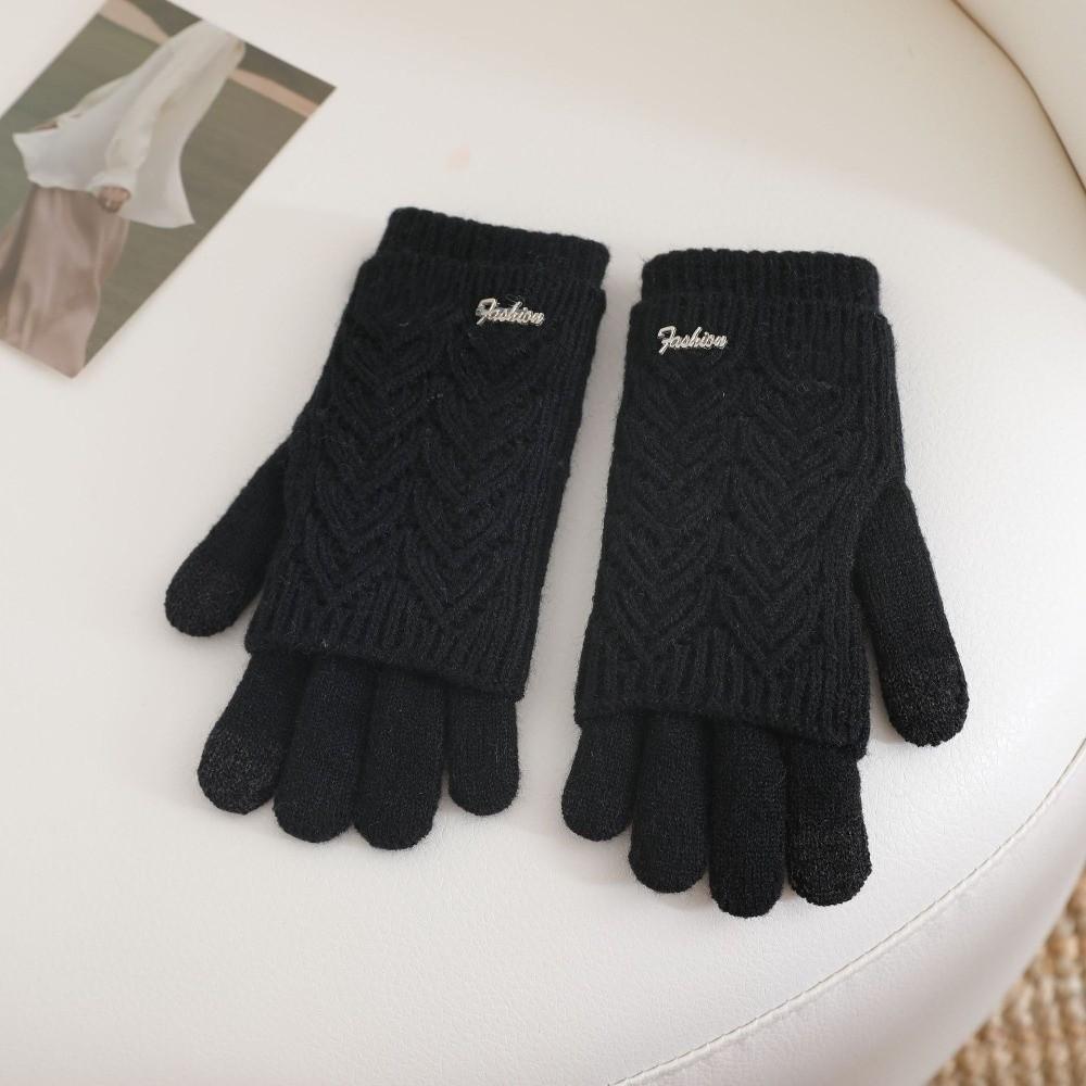 Keep Warm Five-finger Mittens Dual-purpose Cycling Gloves Fashion Knitted Gloves  Woman