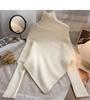 Women's Red High Collar Slim Knit Sweater - Autumn/Winter 2025 Korean Trend