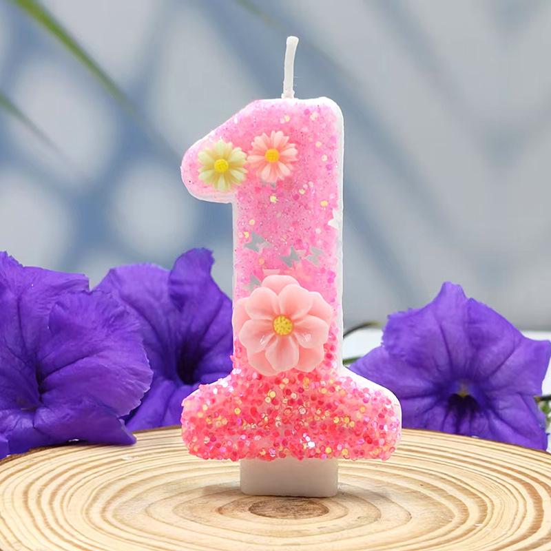 Flower Sea Digital Candle Creative Design Birthday Cake Party Decoration Handmade DIY Candle Independent Packaging
