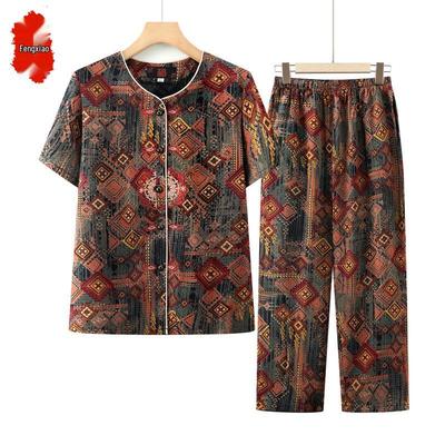 Elderly Women's Summer T-Shirt & Blouse Set