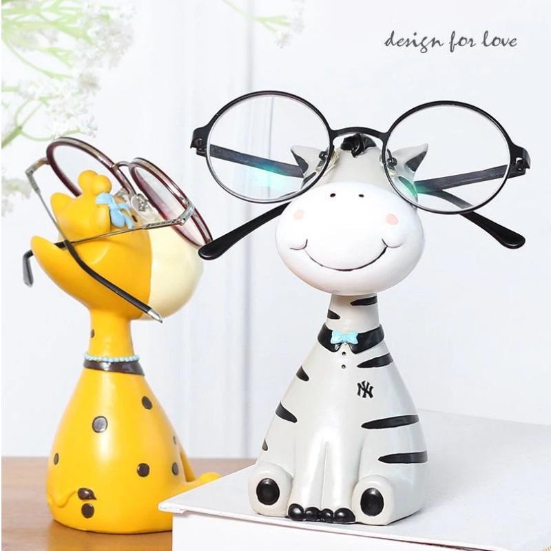 Niedliches Tierharz Schreibtischornament und Brillenhalter, Dekorative Desktop-Figur für Büro, Zuhause und Arbeitszimmer