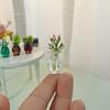 High Quality 5pcs Dollhouse Miniatures 1:12 Colorful Mini Ceramic Pot DIY Handmade Doll House Kitchen Ceramic Decora vase+flower