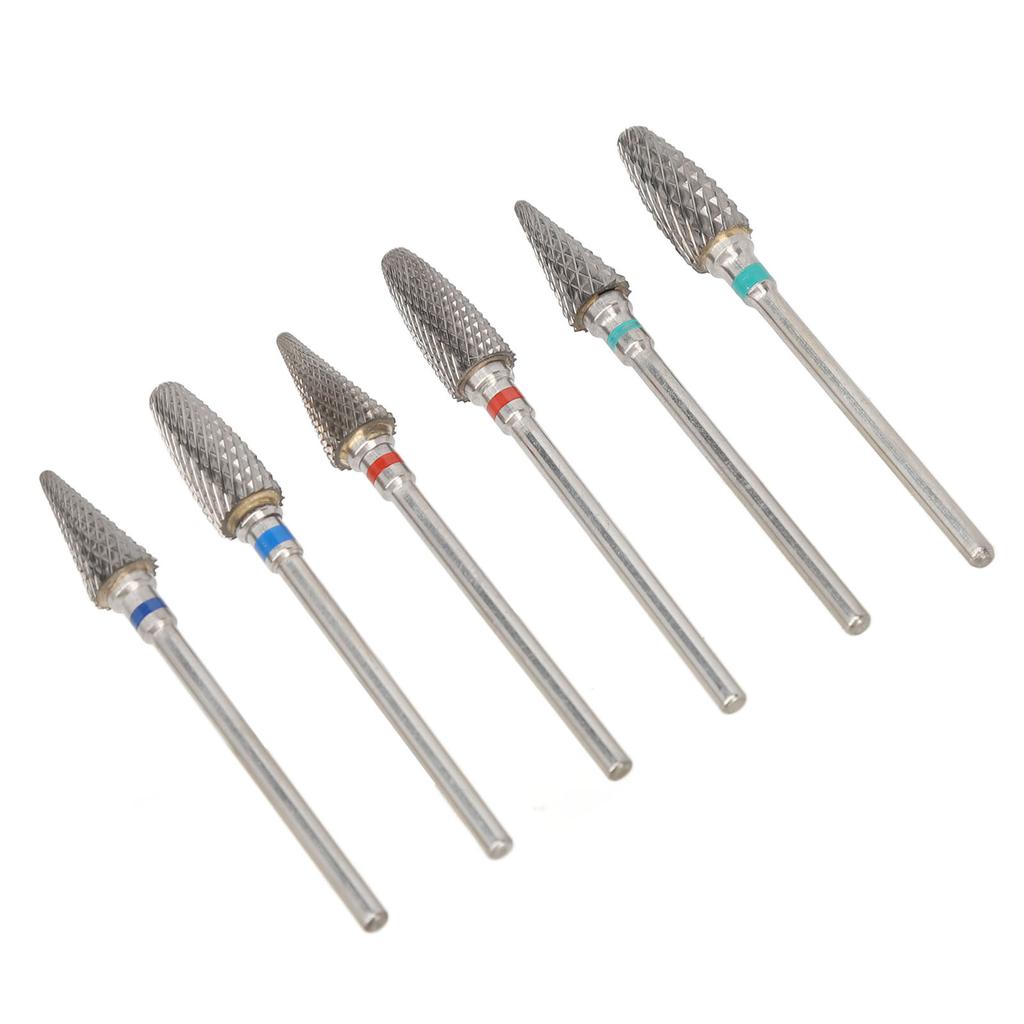6pcs Nail Art Drill Bits Remove Dead Skin Tungsten Steel Nail Polishing Grinding Heads