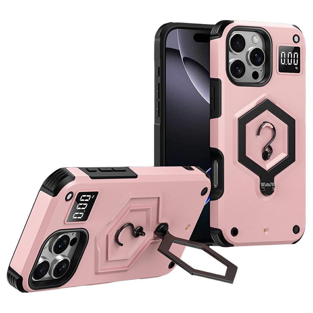 Для iPhone 16 Pro Чохол з шестикутним підставкою, ударостійкий TPU PC Матовий чохол для телефону з інтегрованим гачком-вагою