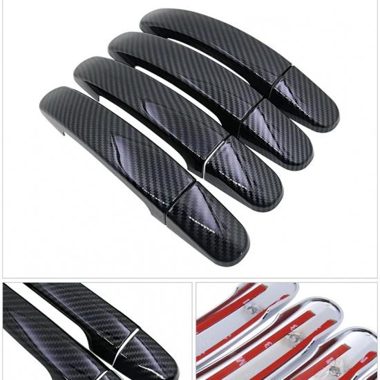 Black Carbon Fiber Door Handle Cover for Ford Transit Connect MK2 Wagon 2013~  Car Accessories Stickers Trim Set Chrome