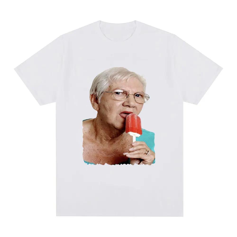 

Creative and funny grandma licking red popsicle Tshirt cute grandma ice cream Tshirtcasual oversized Tshirt suitable for Women S