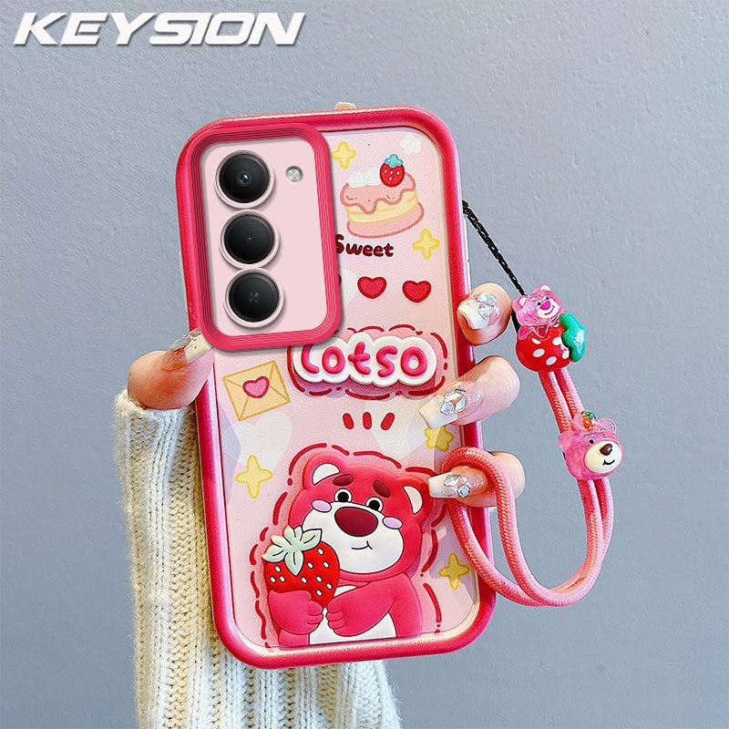 KEYSION Shockproof Case for OPPO A5 5G with Lanyard Soft Silicone Cute 3D Cartoon Doll Phone Back Cover for OPPO A5 2025