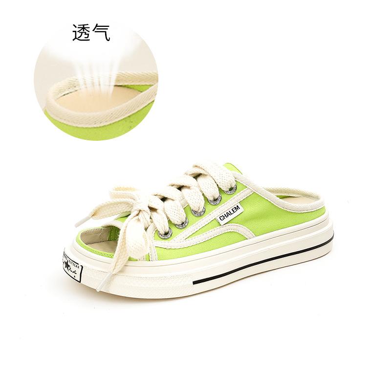 

Canvas slippers women s 2025 summer new one-word fashion beach slippers outer wear women s versatile flat bottom sandals women 35 зелений