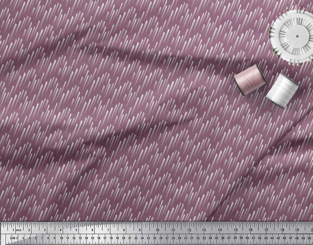Soimoi Japan Crepe Satin Fabric Diagonal Line Small Print Fabric by Metre 42 Inch