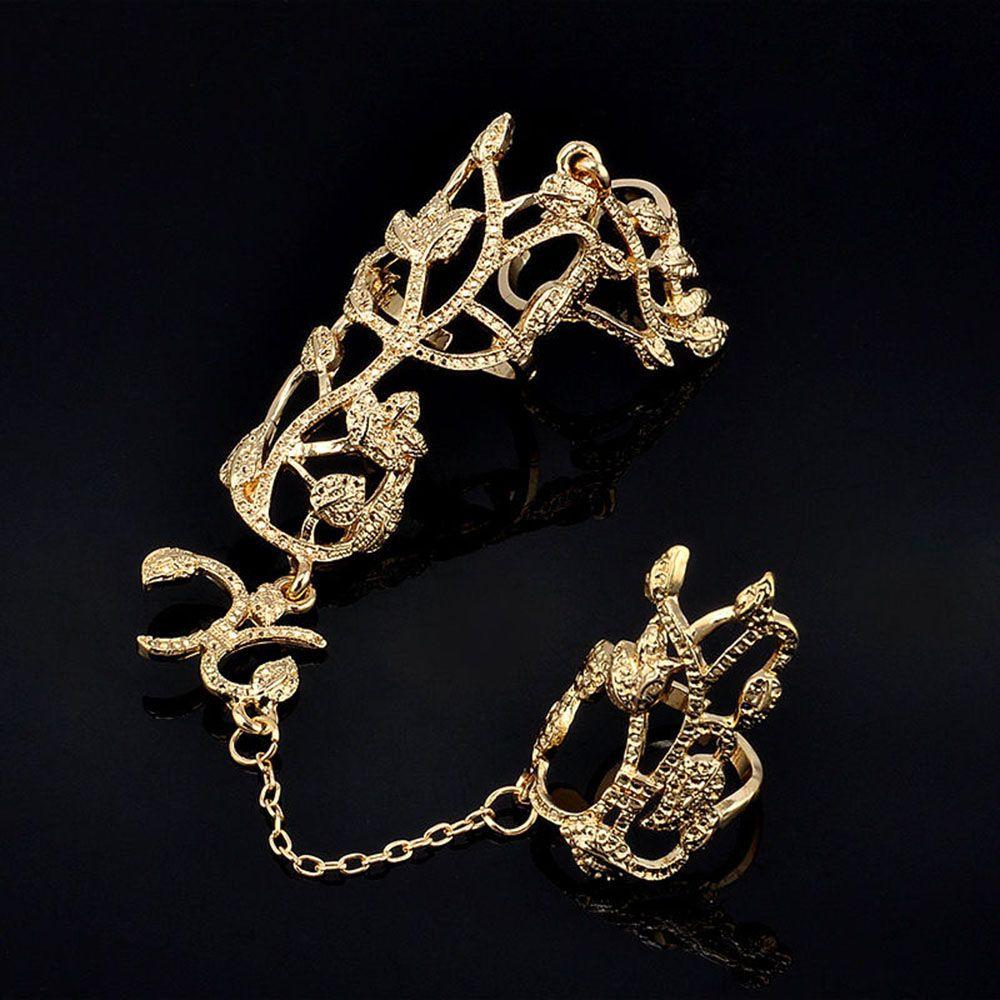 Silver/Gold Punk Armor Double Ring Knuckle Gothic Full Finger