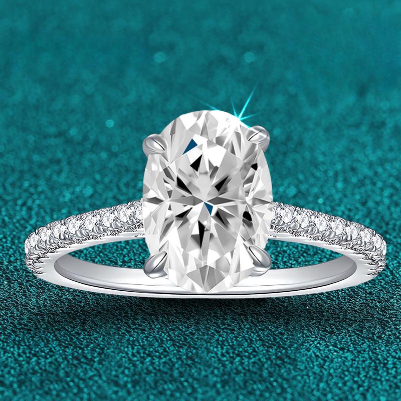 NeeTim 3ct Oval Cut Moissanite Lab Diamond Rings for Women 925 Sterling Silver Proposal Ring Wedding Engagement Band Jewelry
