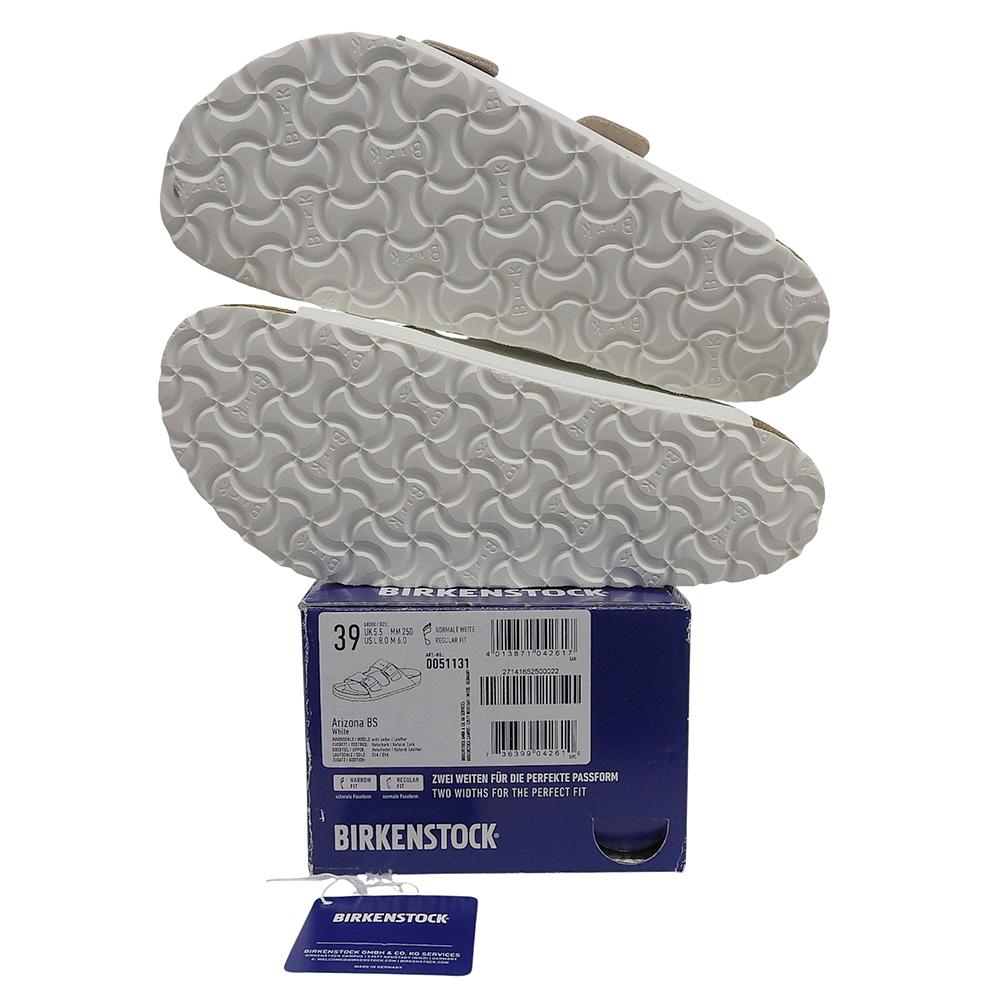 BIRKENSTOCK Arizona BS Leather Sandals with EVA, Regular Fit, Men's, White, Size 39 shoes 39 whiteUsed