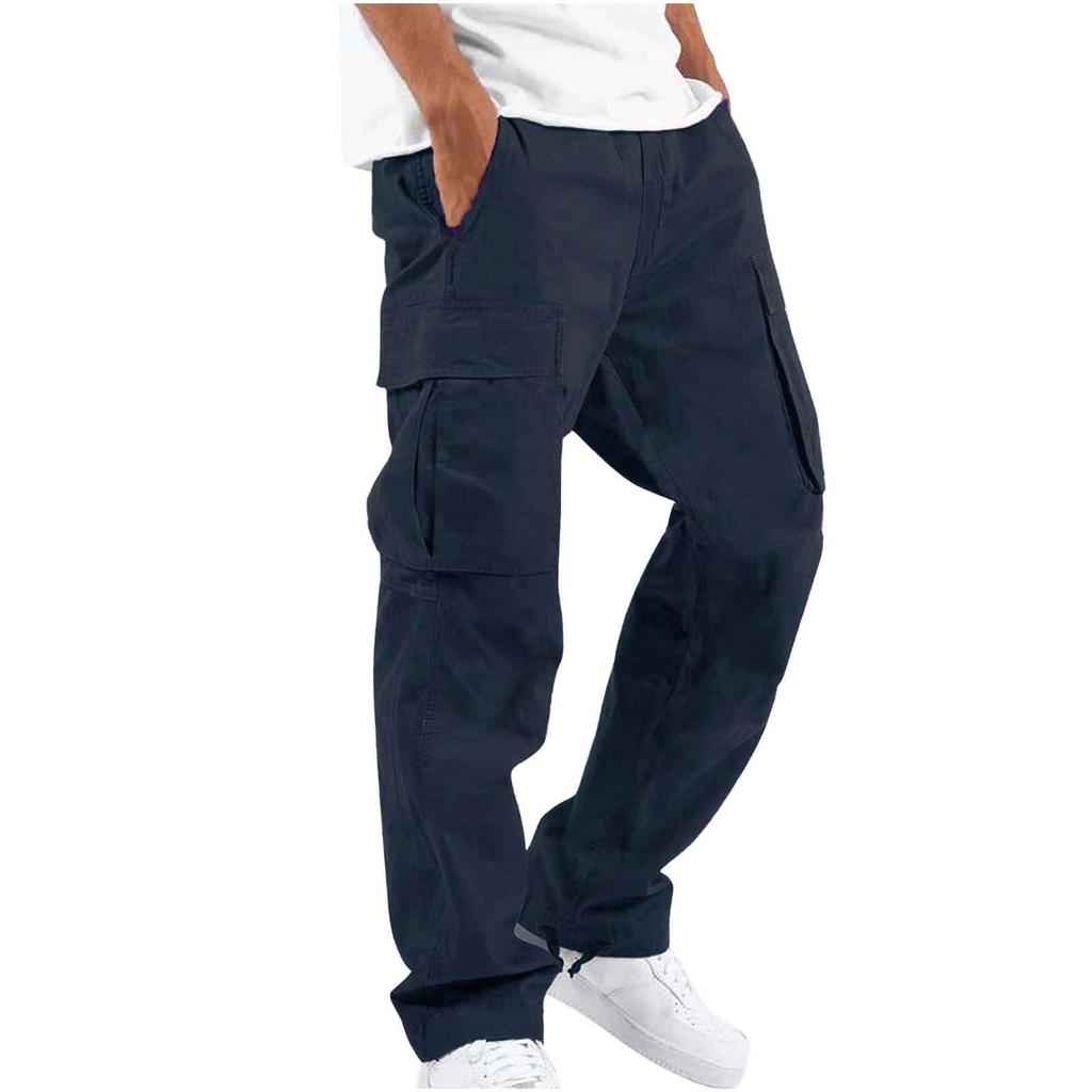 Salopette da uomo Pantaloni multitasche con coulisse Pantaloni casual Pantaloni da trekking Pantaloni in twill di cotone