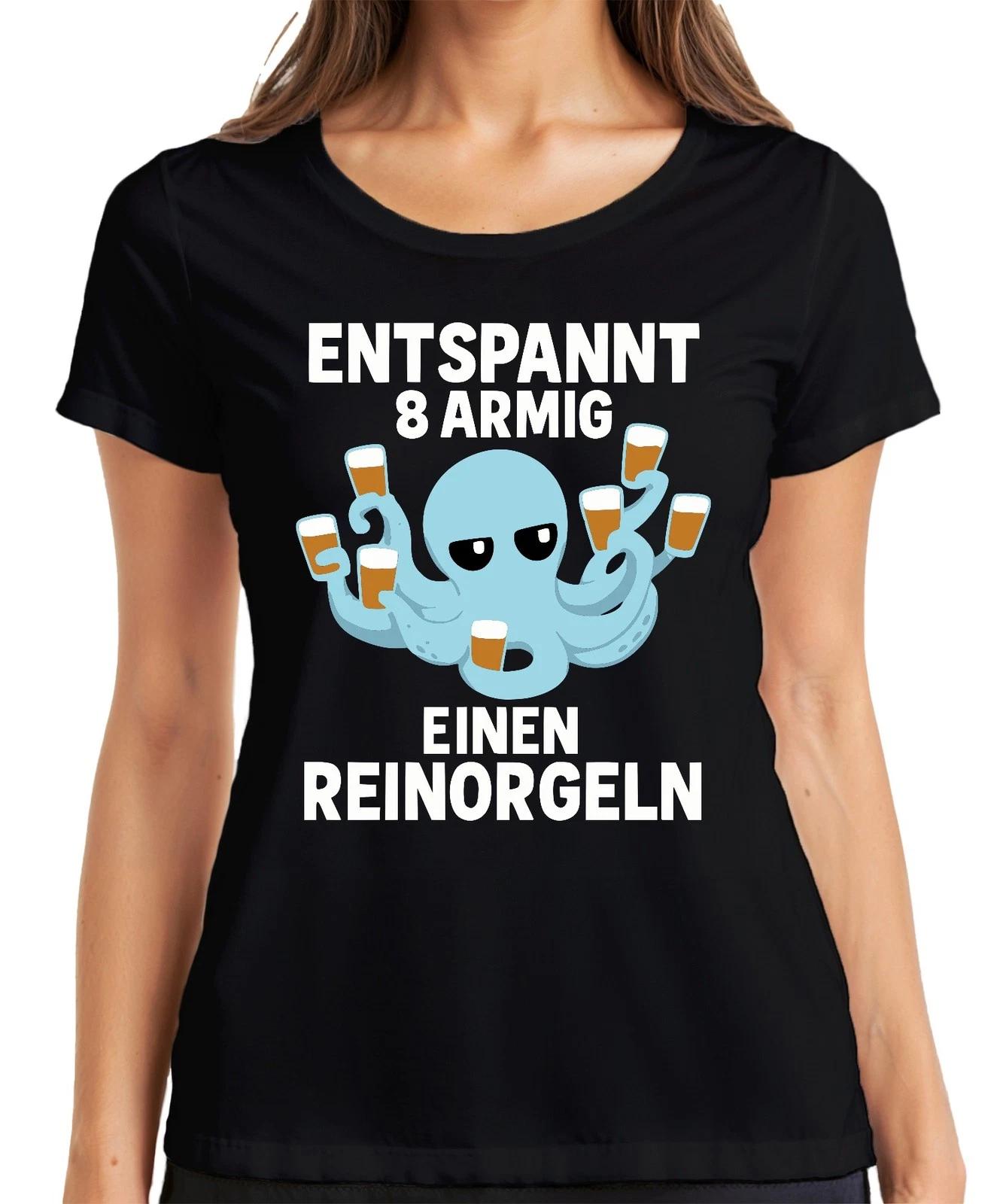 Entspannt 8 armig einen reinorgeln Oktopus Bier Geschenk Lustig Damen T-Shirt M