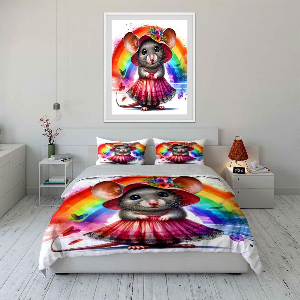 Whimsical rainbow mouse delight. Bedding sets Duvet covers Pillowcases(1* Duvet Cover 2* Pillowcases without duvet insert)