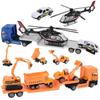 1Set Large Alloy Construction Truck Model Toys Alloy Aircraft Racing Helicopter Scooter Model