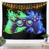 Flame Gaming Controller Tapestry, Black Background with Colorful Controller Pattern for Boys' Bedroom and Gamer Room Decor