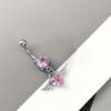 Stainless Steel Angel Belly Button Ring Rhinestone Body Piercing Jewelry Zircon Navel Ring  Women