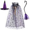 Set Mantello di Halloween con Mantello, Cappello da Strega e Strega per Festa in Costume