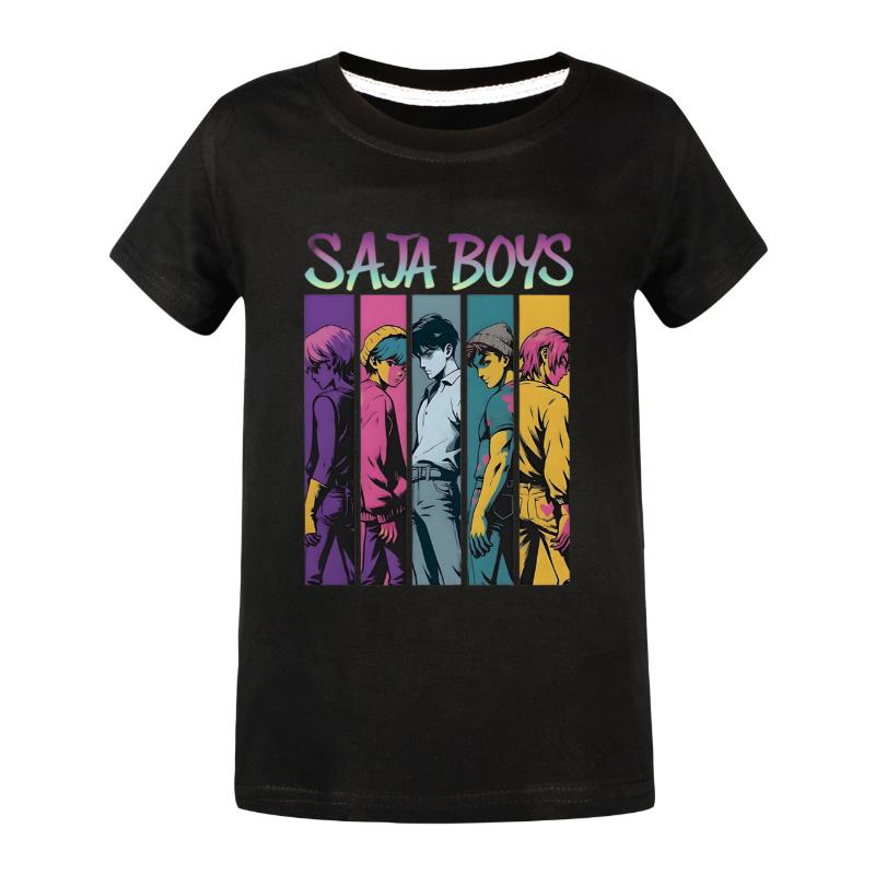 KPOP Dämonenjäger Kinder Anime SAJABOYs T-Shirt Cartoon Kurzarm Sommer Kinder KinderT-Shirt Jungen Mädchen Cartoon Kleidung
