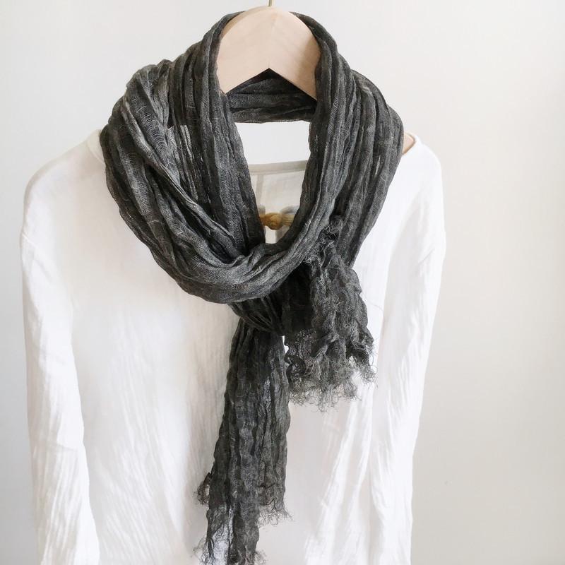 

Винтажный мятый льняной шарф женский весенне-летний дышащий палантин защита от солнца длинный шарф 60x185см 60x185cm