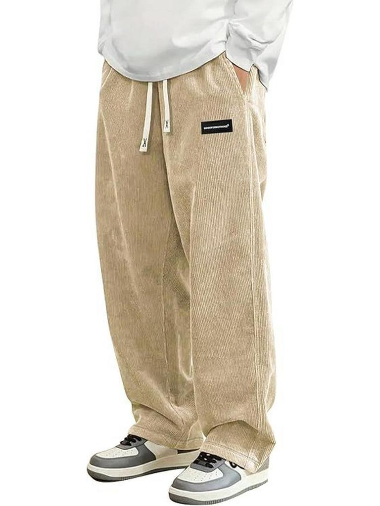 Men's Corduroy Casual Drawstring Wide-Leg Sports Pants