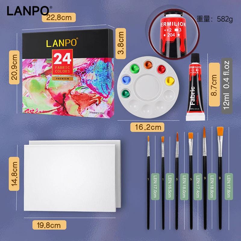 Set de pigmenți acrilici LANPO pentru sticlă/textile, 12/60 ml, 12/24/36 de culori, tuburi, pentru desenul artistului, vopsea pe bază de ulei și apă, materiale de artă