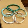 European 6mm Natural Agate Crystal Beaded Bracelet - Handmade Elastic Cord Jewelry for Women