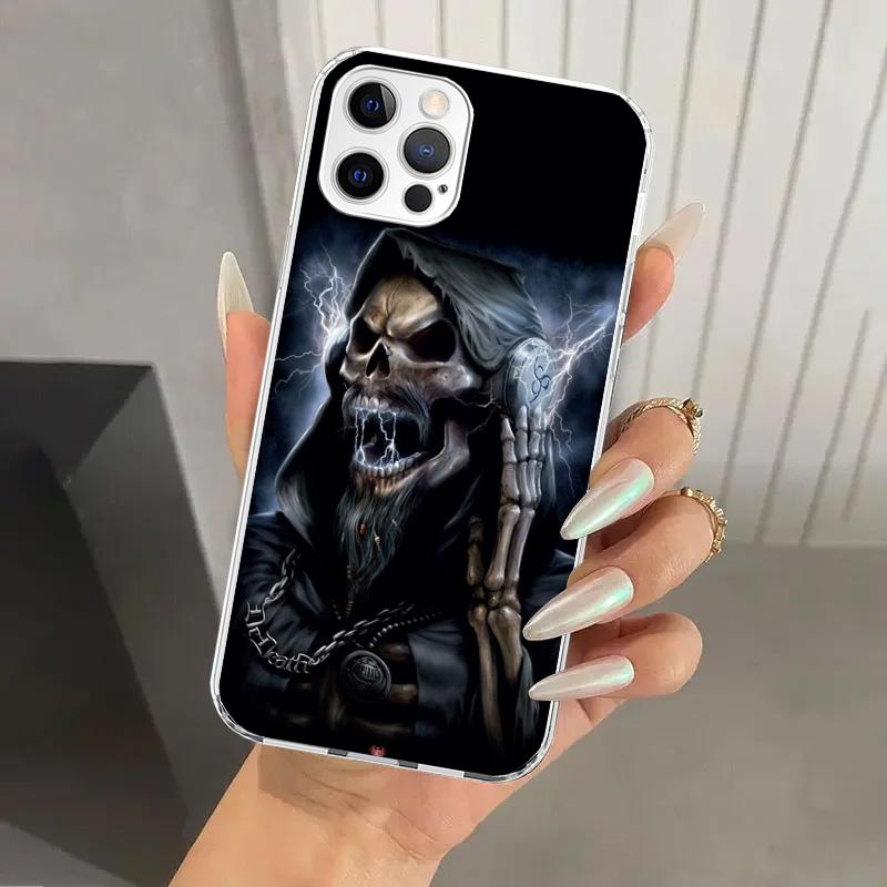 Reaper Skull Skeleton Gun Phone Case for Iphone 17 Air 16 15 Plus 14 13 Mini 12 11 Pro Max 16E 7 8 SE 2020 Soft Funda Print Shel