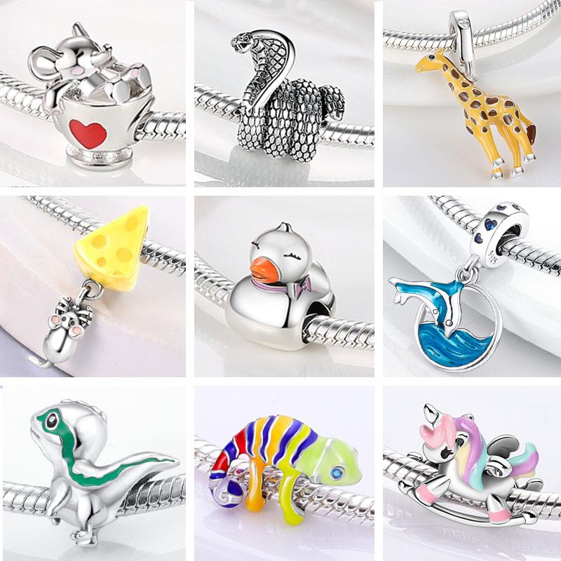 Copper Charm Animals Dog Cat Pets Charms Beads Fit Original Charm Bracelet Charms Pendant Jewelry Gifts