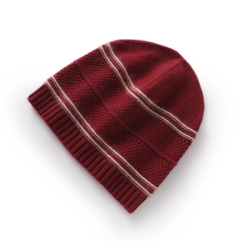 Soft Cashmere Autumn and Winter New Style Unisex Casual Ear Protection Striped Color Matching Hat Fashionable Knitted Hat