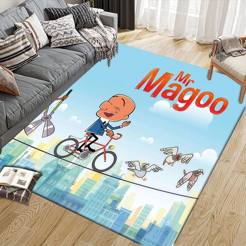 Mr. Magoo Flannel Printed Carpet, Home Sofa Decoration for Living Room & Bedroom, Non‑Slip Play Flannel Floor Mat for Game Room