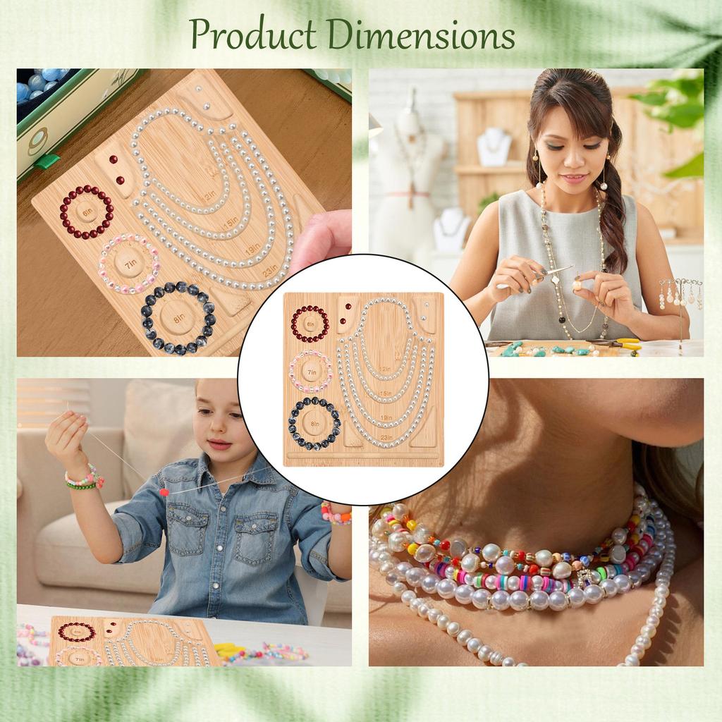 Bamboo Bead Board for Jewelry Making Beading Tray with Measurement for Necklace and Bracelet Making Kit 10.24 X 9.45 Inch