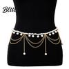 Waist Chain Metallic Solid Color Heart Pendant Multi Layer Tassel