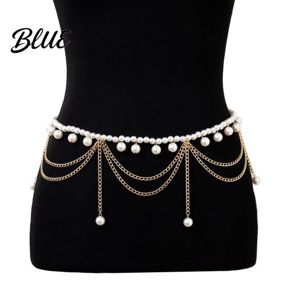 Waist Chain Metallic Solid Color Heart Pendant Multi Layer Tassel