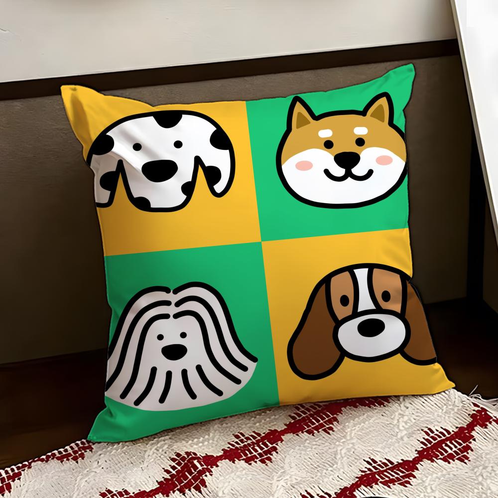 Cartoon Simple Cute Dog Cushion Cover Reversible Soft Durable Pillow Cover Home  Car MultiScene Use for Daily Comfort