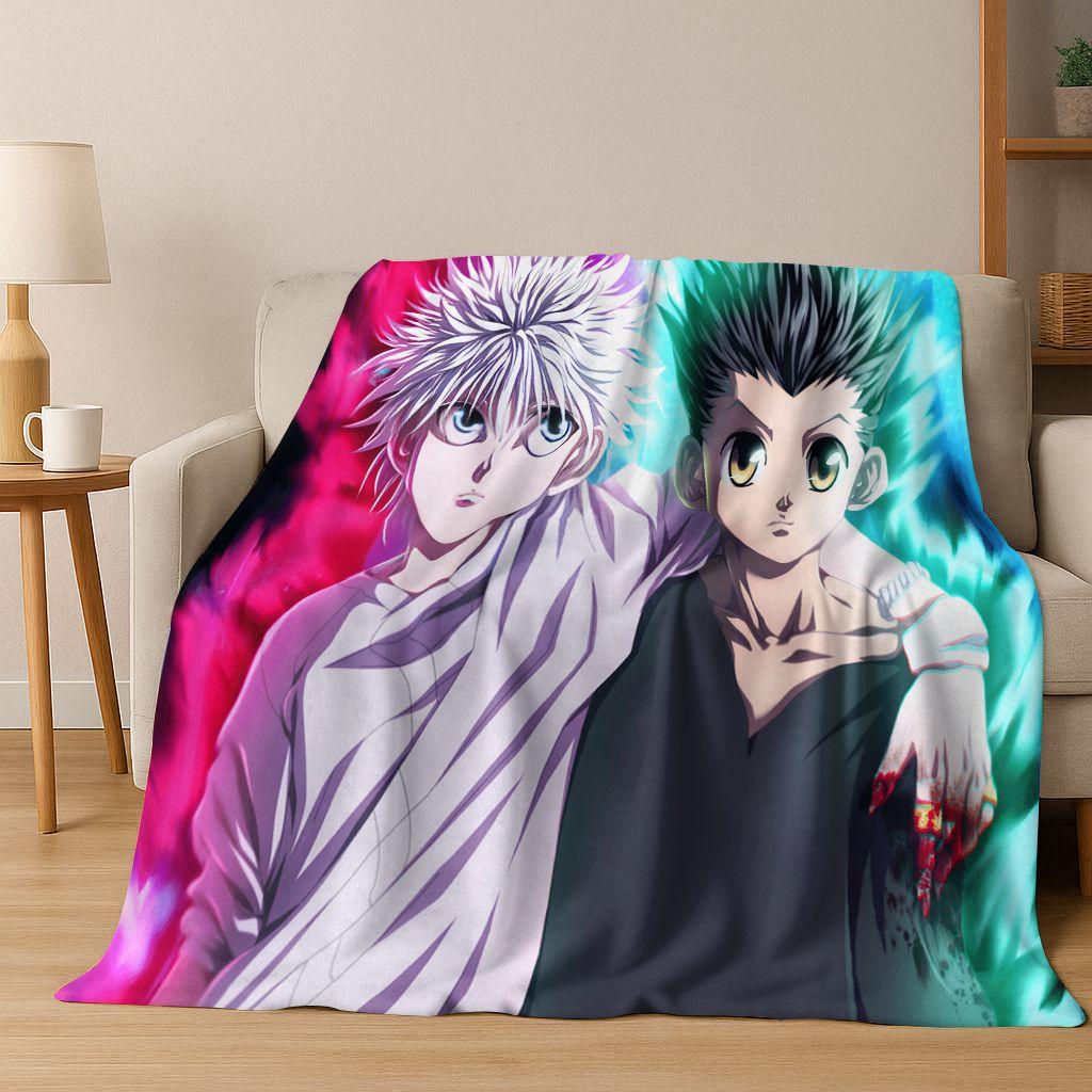 

Anime HUNTER X HUNTER HXH Gon Freecss Killua Cartoon Flannel Blanket,Cozy Soft Throw Blanket for Home Bedroom Bed Sofa Cover Kid 75x90cm