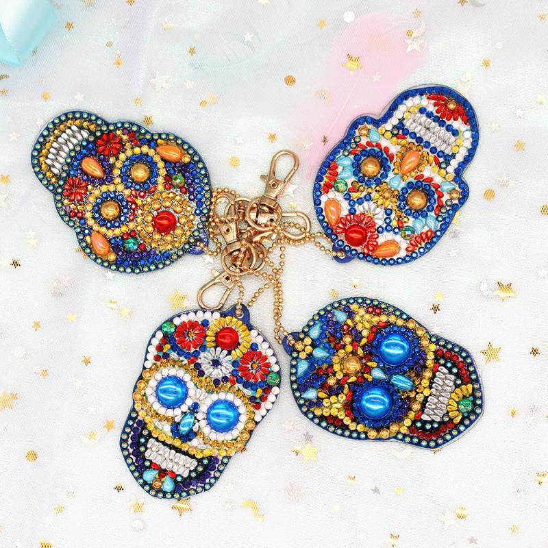 4/5PCS DIY Diamond Key Chain Special Shaped Full Diamond Painting Keyring Keychains Cross Stitch Embroidery Women Bag Key Chain