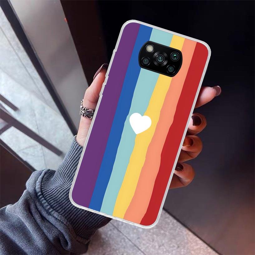 Rainbow Gradient Love Phone Case For Xiaomi Poco X5 X6 X7 Pro F7 Ultra M7 Redmi 15C 15 13C 13 12C 12 10 10C 10A 9 9C 9T 9A Cover