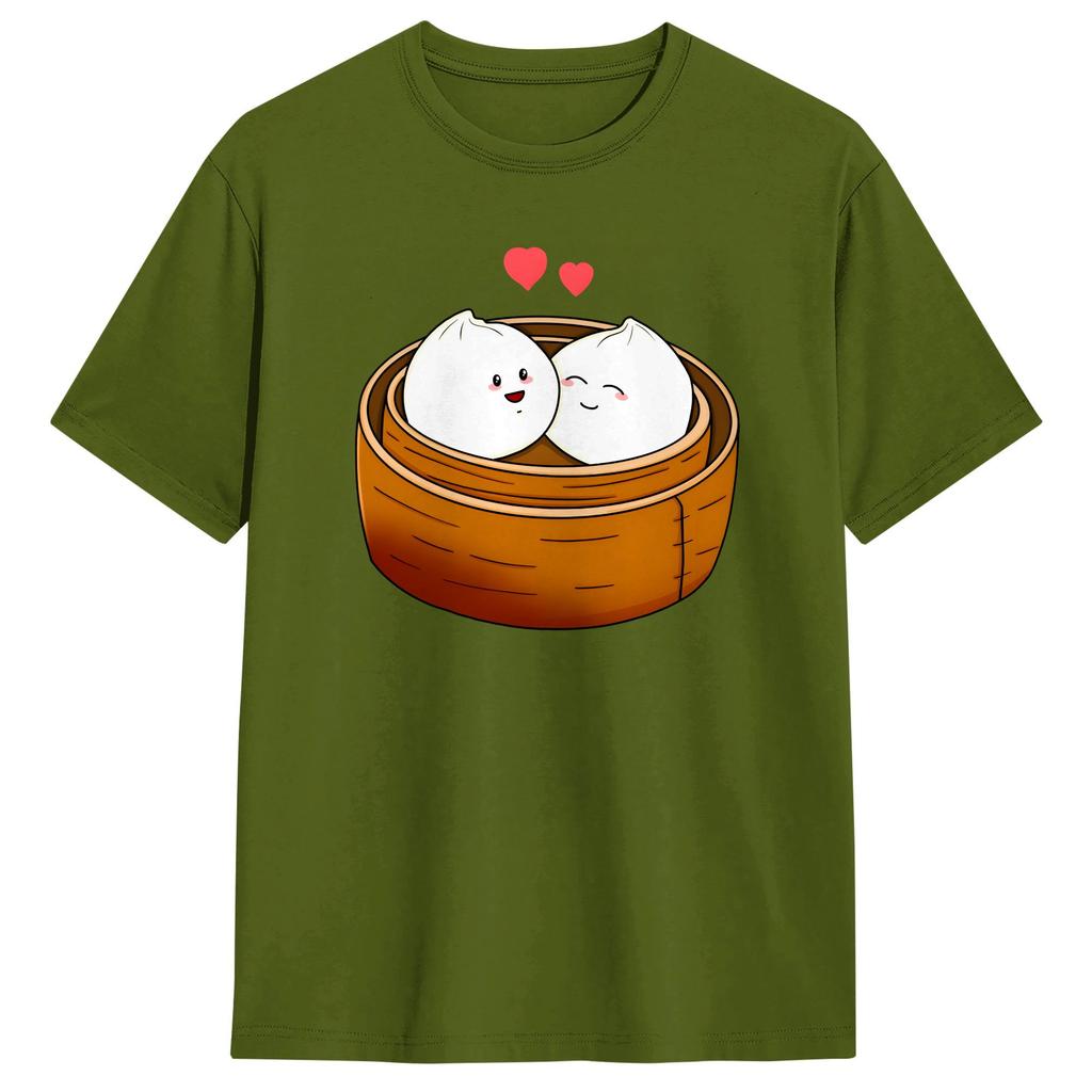Oversized T Shirt Summer Chinese Xiao Dumpling Food Leisure T Shirts Dumpling Love Pure Cotton Tshirt for Unisex Y2K Casual Tops