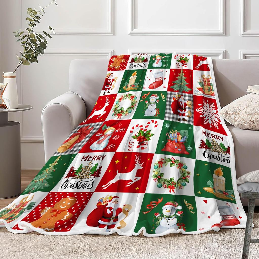 Christmas Blanket, Winter Snowflake Holiday Xmas Throw Blanket, Christmas Santa Claus Blankets Snowflake Xmas Throw Blankets